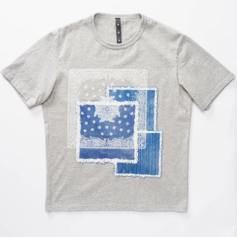 【wjk ダブルジェイケー】denim & bandana print cut&sewn T,GRAY