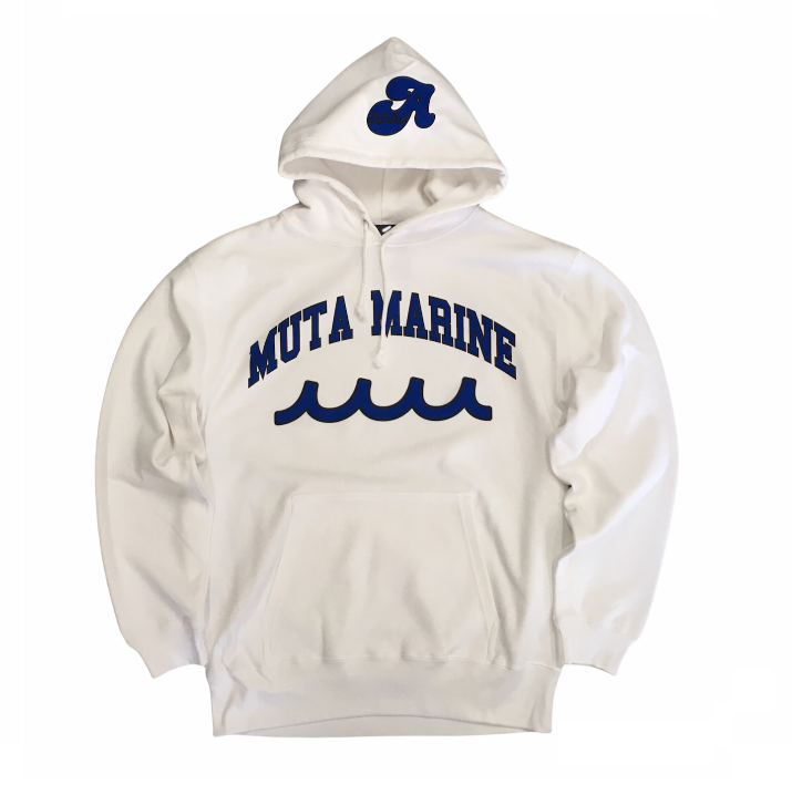 【Acanthus アカンサス】muta College Logo Hooded Sweatshirt WHITE